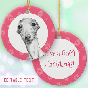Italiaanse Greyhound Dog Paws Cute Funny Kerstmis Keramisch Ornament