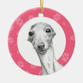 Italiaanse Greyhound Dog Paws Cute Funny Kerstmis Keramisch Ornament (Voorkant)