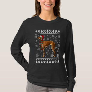 Italiaanse Greyhound Dog Santa Hat Xmas Ugly Chris T-shirt