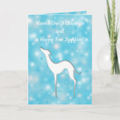 Italiaanse Greyhound Dog silhouette Fun text on bl Feestdagen Kaart (Voorkant)