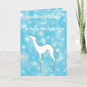 Italiaanse Greyhound Dog silhouette Fun text on bl Feestdagen Kaart
