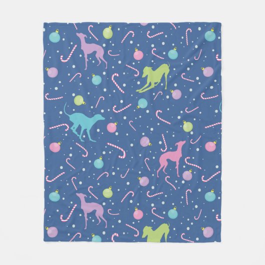 Italiaanse Greyhound Dog Silhouette Kerstpatroon Fleece Deken (Voorkant)