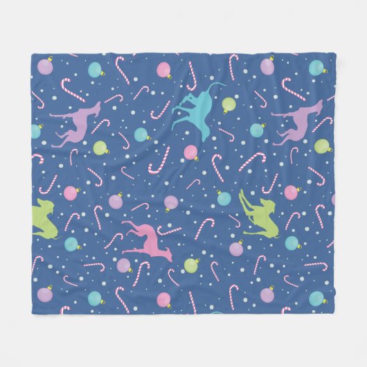 Italiaanse Greyhound Dog Silhouette Kerstpatroon Fleece Deken (Voorkant (Horizontaal))