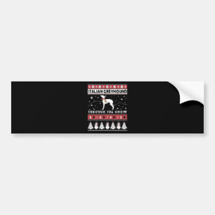 Italiaanse Greyhound door sneeuw kerst Bumpersticker
