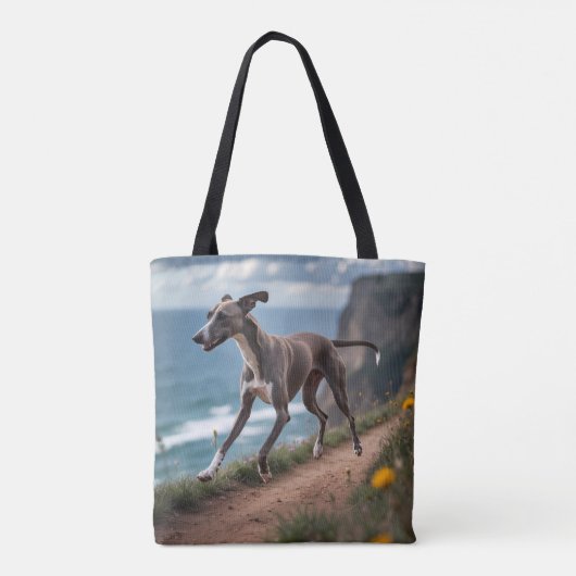 Italiaanse Greyhound Elegante Schouder Canvas tas (Achterkant)