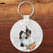 Italiaanse Greyhound en Flowers Sleutelhanger (Voorkant)