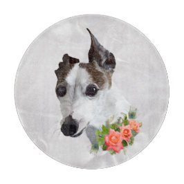 Italiaanse Greyhound en Flowers Snijplank