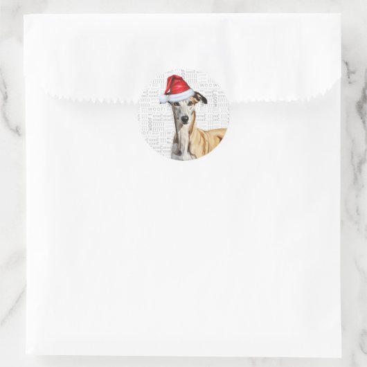 Italiaanse Greyhound en Woof Word Art Kerstmis Ronde Sticker (Tas)
