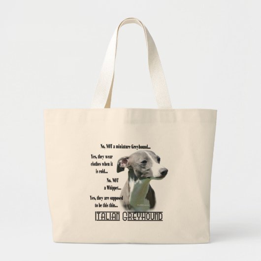 Italiaanse Greyhound FAQ Grote Tote Bag (Voorkant)