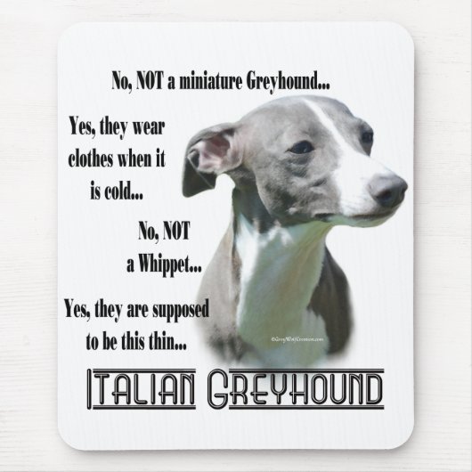 Italiaanse Greyhound FAQ Muismat (Voorkant)