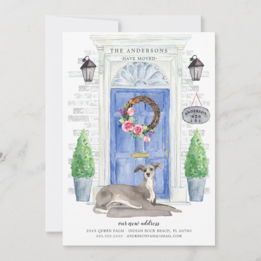 Italiaanse Greyhound Front Deur Moving Aankondigin Kaart (Voorkant)