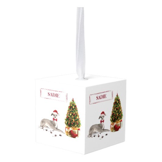 Italiaanse Greyhound Funny kersthond met boom Decoratie (Achter hoekig)