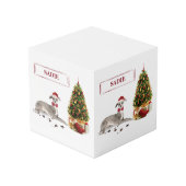 Italiaanse Greyhound Funny kersthond met boom Kubus (Voorkant hoekig)