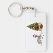 Italiaanse Greyhound Funny kersthond met boom Sleutelhanger (Voorkant)