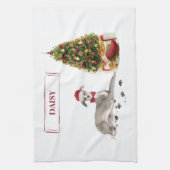 Italiaanse Greyhound Funny kersthond met boom Theedoek (Verticaal)