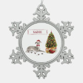 Italiaanse Greyhound Funny kersthond met boom Tin Sneeuwvlok Ornament (Voorkant)
