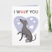 Italiaanse Greyhound Gray Cartoon Dog Valentijnsda Kaart (Voorkant)