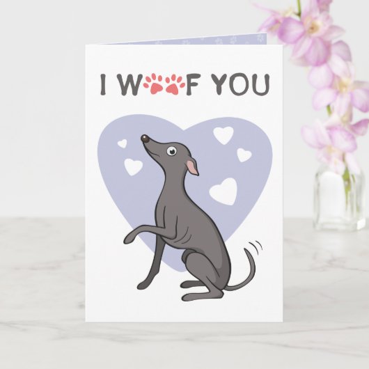 Italiaanse Greyhound Gray Cartoon Dog Valentijnsda Kaart (Orchidee)