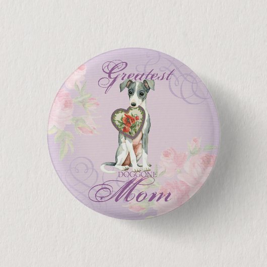 Italiaanse Greyhound Heart Mam Ronde Button 3,2 Cm (Voorkant)