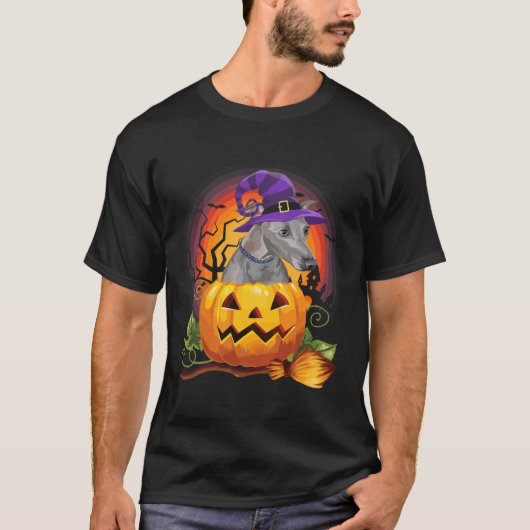 Italiaanse Greyhound Heks Pompoen Halloween- Hond  T-shirt (Voorkant)