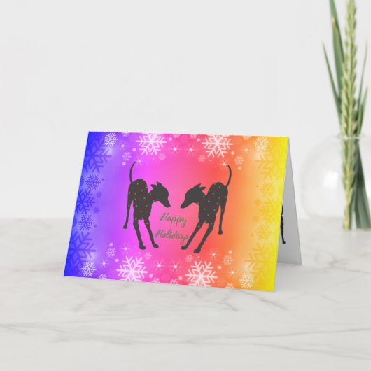 Italiaanse Greyhound Holiday Feestdagen Kaart (Voorkant)