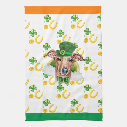 Italiaanse Greyhound Home Decor St Patricks Day Theedoek (Verticaal)