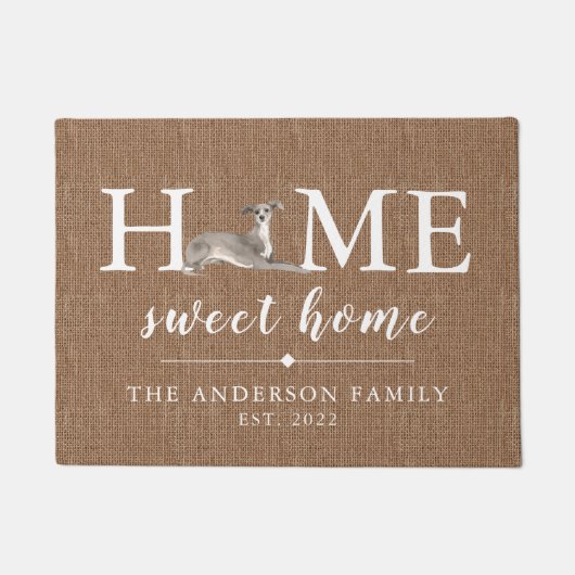 Italiaanse Greyhound Home Sweet Home Doormat Deurmat (Voorkant)