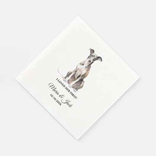 Italiaanse Greyhound Hond bruiloft servetten met f (Hoek)