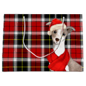Italiaanse Greyhound Hond en Red Plaid Kerstmis Groot Cadeauzakje (Voorkant)