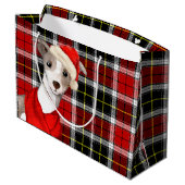 Italiaanse Greyhound Hond en Red Plaid Kerstmis Groot Cadeauzakje (Achterkant Gekanteld)