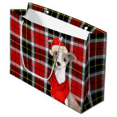 Italiaanse Greyhound Hond en Red Plaid Kerstmis Groot Cadeauzakje (Voorkant Gekanteld)