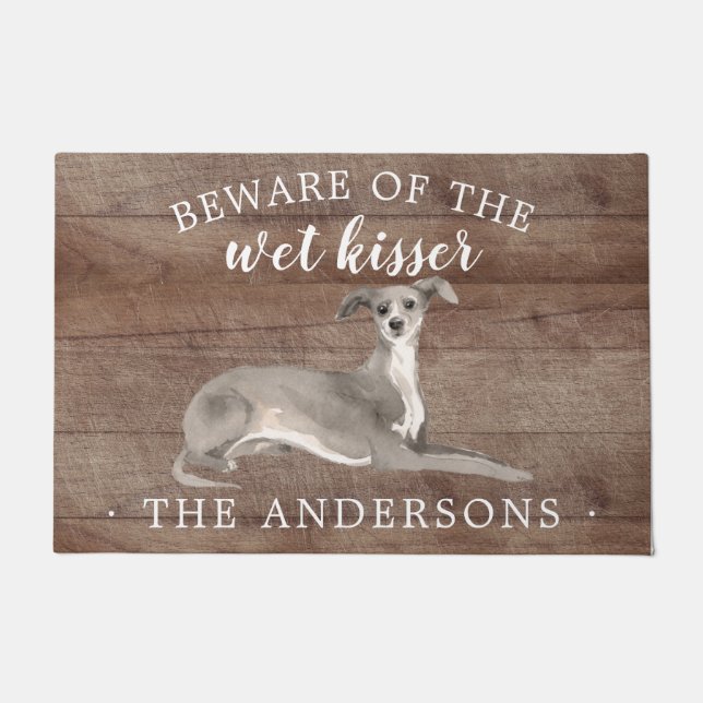 Italiaanse Greyhound Hond Gepersonaliseerde Deurma Deurmat (Voorkant)