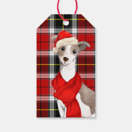Italiaanse Greyhound Hond Kerstmis Plaid Cadeaulabel