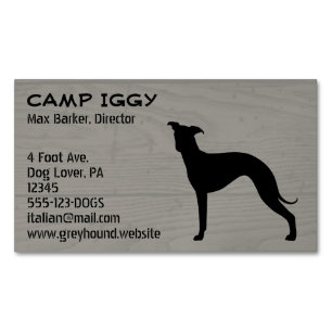 Italiaanse Greyhound hond Silhouet Faux hout stijl Magnetisch Visitekaartje