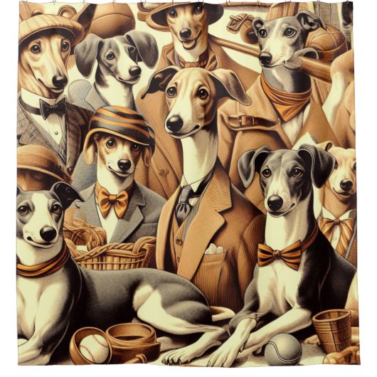 Italiaanse Greyhound Illustratie Douchegordijn (Voorkant)