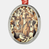  Italiaanse Greyhound Illustratie Metalen Ornament (Links)