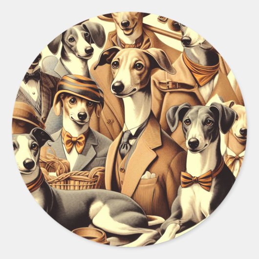  Italiaanse Greyhound Illustratie Ronde Sticker (Voorkant)