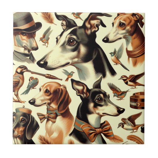 Italiaanse Greyhound Illustratie Tegeltje (Voorkant)