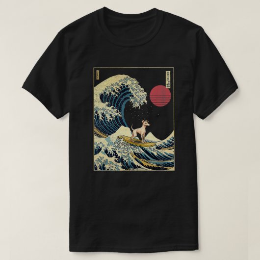 Italiaanse Greyhound Japans Kanagawa Wave Funny Su T-shirt (Design voorkant)