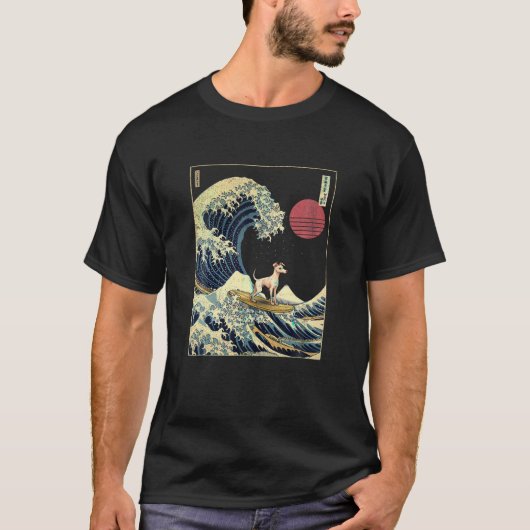 Italiaanse Greyhound Japans Kanagawa Wave Funny Su T-shirt (Voorkant)