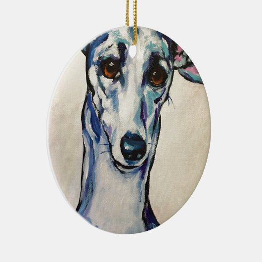 Italiaanse Greyhound Keramisch Ornament (Rechts)