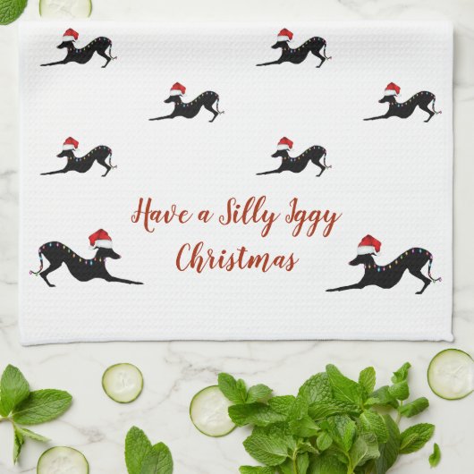 Italiaanse Greyhound kersthanddoek, Iggy handdoek (Gevouwen)