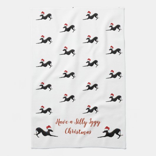 Italiaanse Greyhound kersthanddoek, Iggy handdoek (Verticaal)