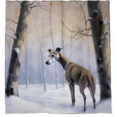 Italiaanse Greyhound Laat Het Sneeuw Kerstmis Douchegordijn (Voorkant)