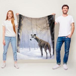 Italiaanse Greyhound Laat Het Sneeuw Kerstmis Fleece Deken
