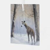 Italiaanse Greyhound Laat Het Sneeuw Kerstmis Glas Ornament (Voorkant links)
