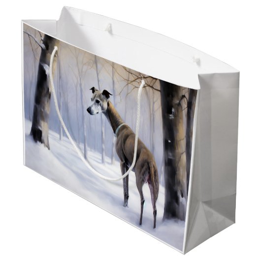 Italiaanse Greyhound Laat Het Sneeuw Kerstmis Groot Cadeauzakje (Achterkant Gekanteld)