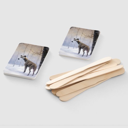 Italiaanse Greyhound Laat Het Sneeuw Kerstmis Handwaaier (Niet-gemonteerd)