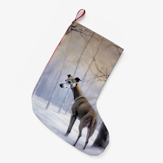 Italiaanse Greyhound Laat Het Sneeuw Kerstmis Kleine Kerstsok (Voorkant (Hangend))