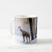 Italiaanse Greyhound Laat Het Sneeuw Kerstmis Koffiemok (Voorkant links)